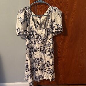 Floral Print Dress in Black and White